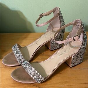 Elegant Beaded Ankle Strap Heels